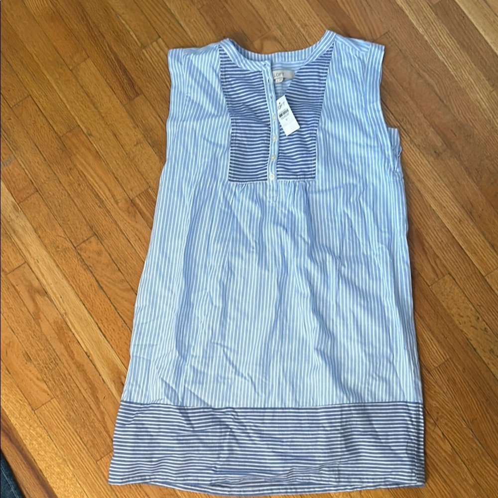 Loft Blue Striped Sleeveless dress NWT small